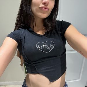 Black Y2K Heart Top